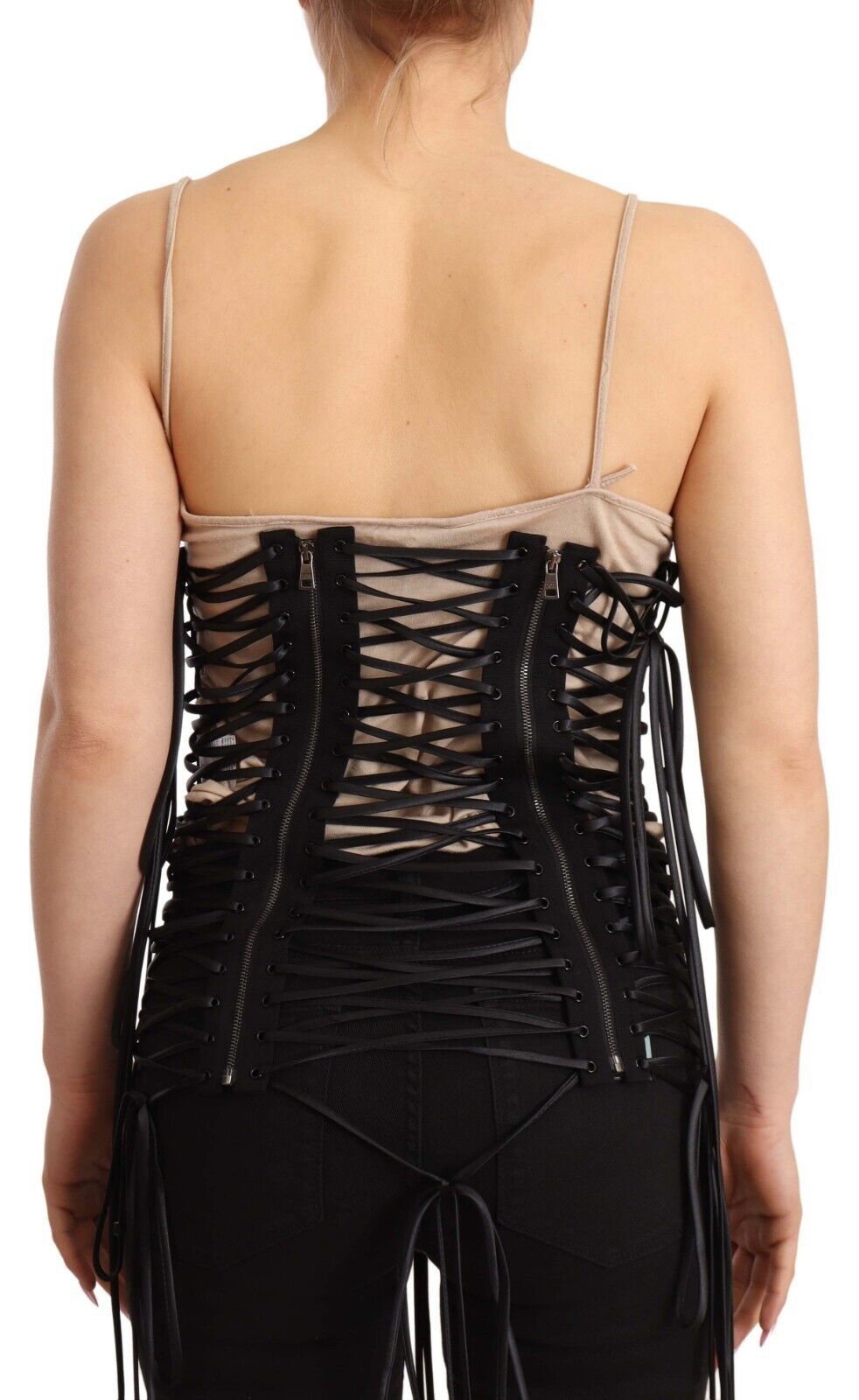 Dolce & Gabbana Chic Black Corset Top With Double Zip Closure