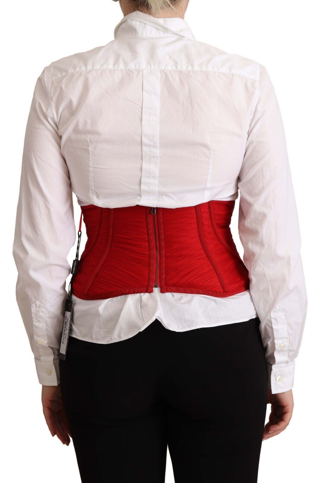 Dolce & Gabbana Elegant Red Silk Corset Belt Top