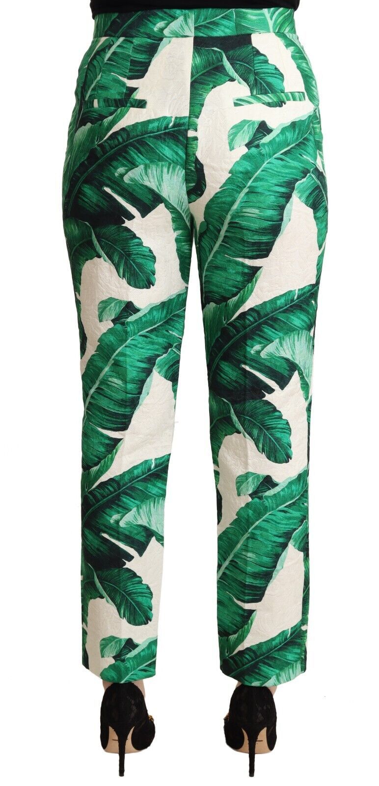 Dolce & Gabbana Elegant High Waist Leaf Print Trousers