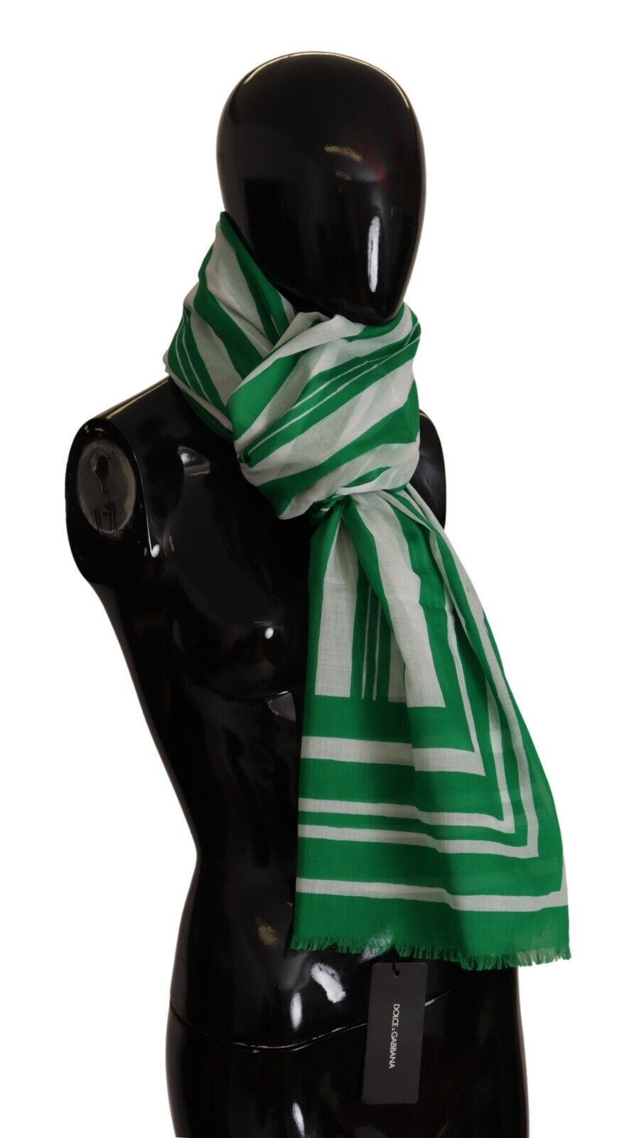 Dolce & Gabbana Elegant Striped Cotton Scarf with Logo Print