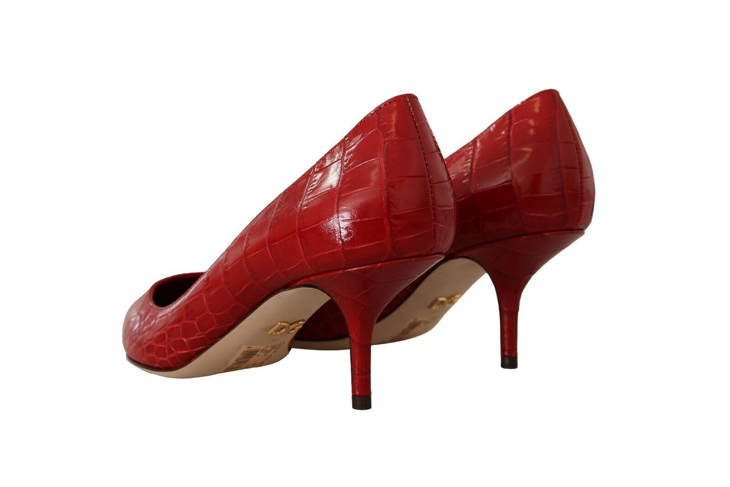 Dolce & Gabbana Elegant Red Leather Mid-Heel Pumps