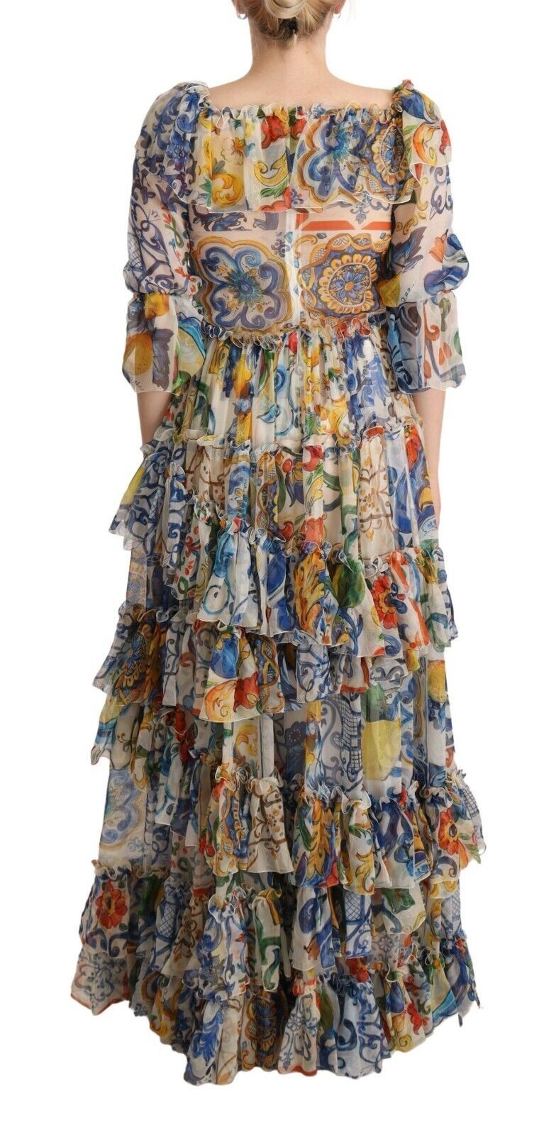 Dolce & Gabbana Majolica Print Silk Maxi Dress