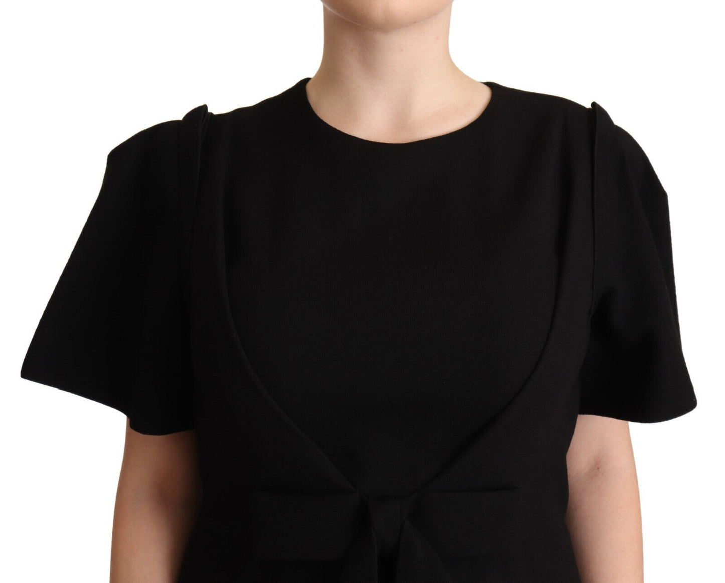 Dolce & Gabbana Elegant Black Midi Dress with Bow Detail