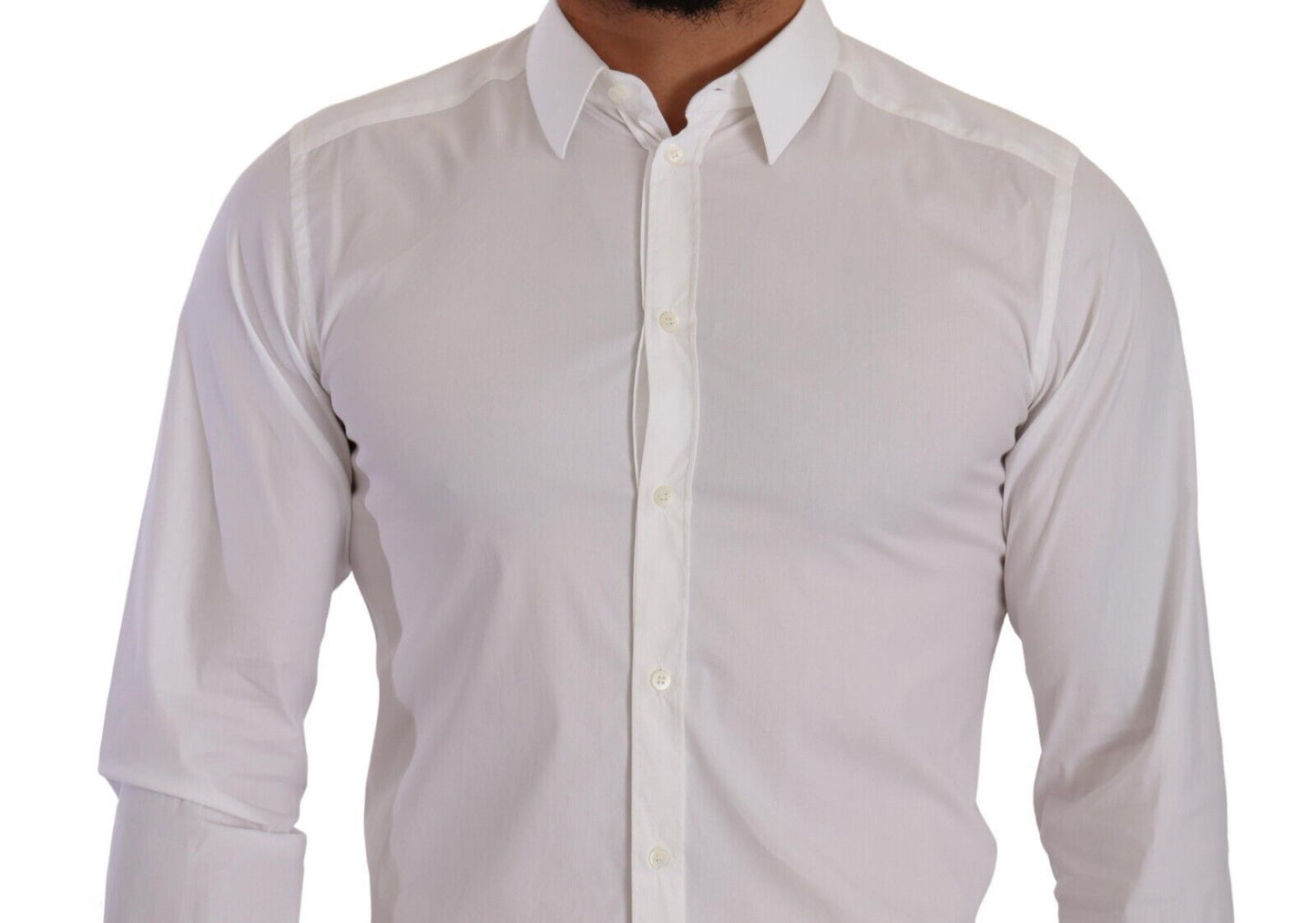 Dolce & Gabbana Elegant White Slim Fit Cotton Dress Shirt