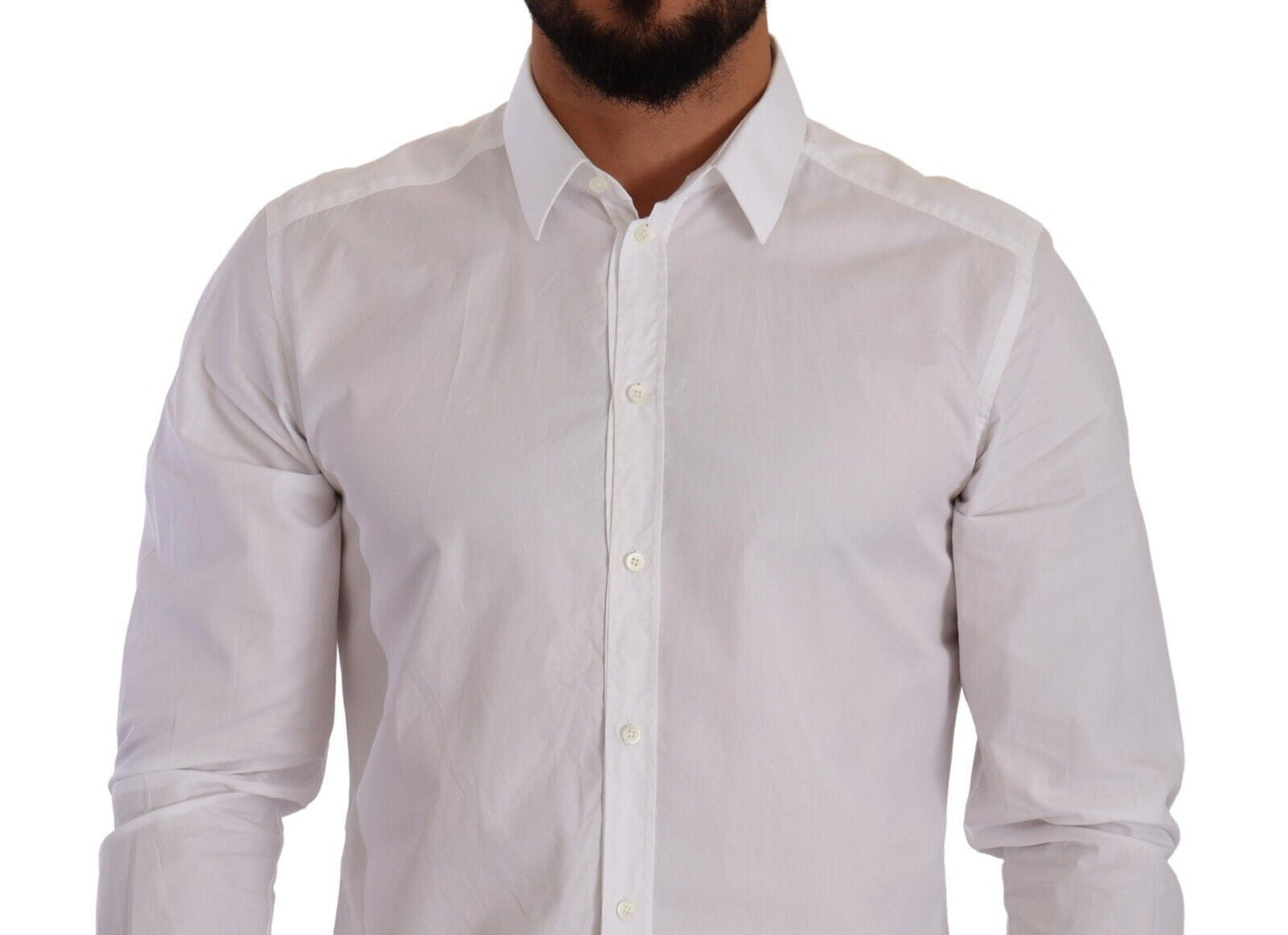 Dolce & Gabbana Elegant White Cotton Slim Fit Dress Shirt