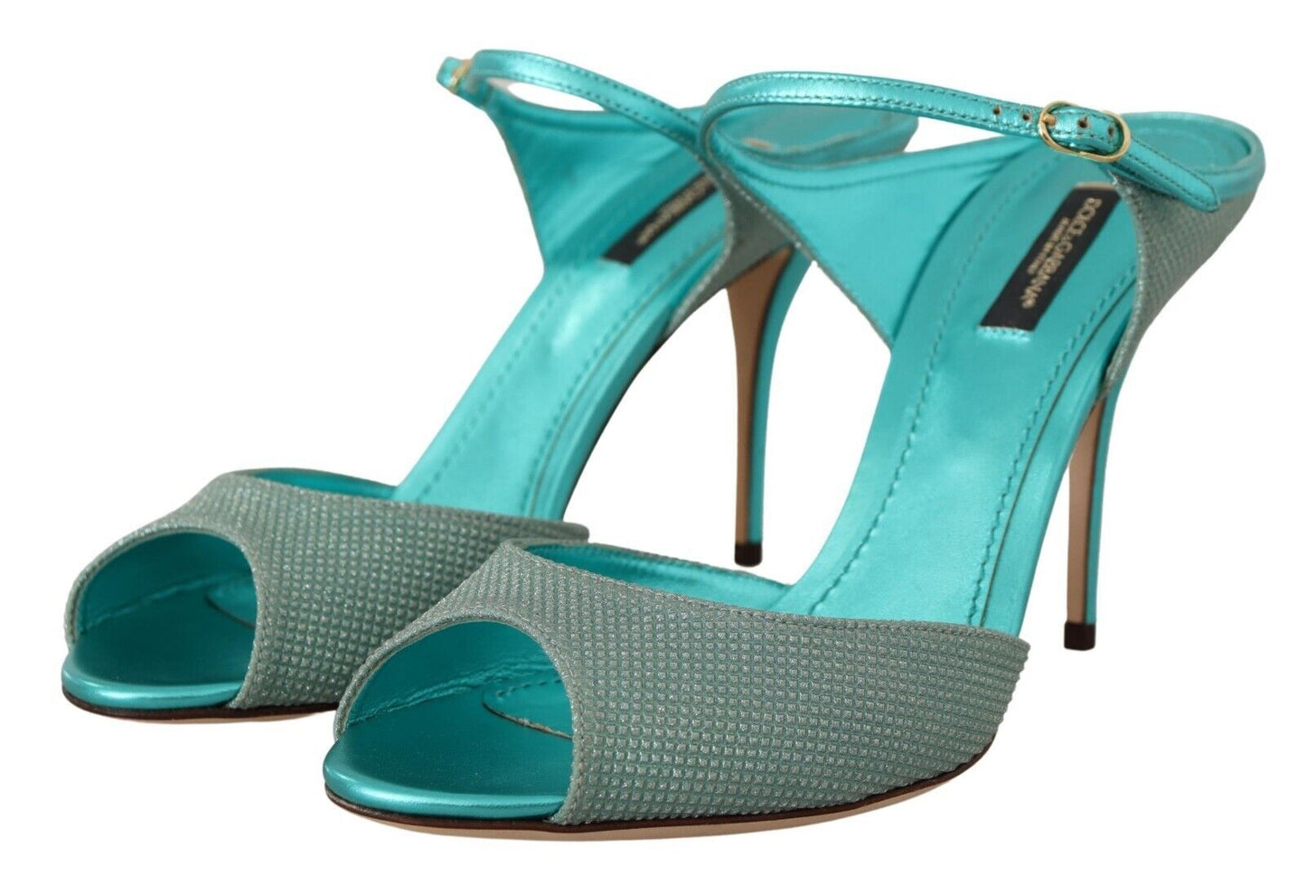 Dolce & Gabbana Aqua Blue Glitter Heels Sandals