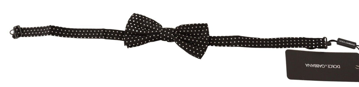 Dolce & Gabbana Elegant Black Silk Dotted Bow Tie