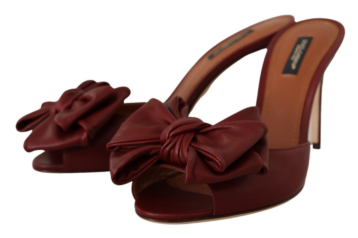 Dolce & Gabbana Elegant Bow Applique Leather Heeled Sandals