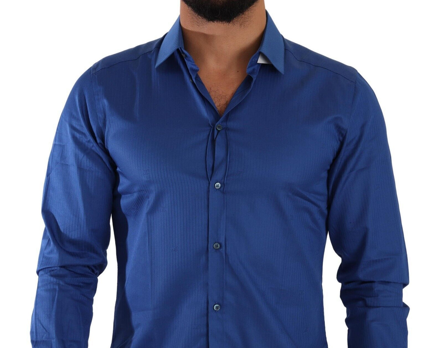 Dolce & Gabbana Elegant Blue Martini Slim Fit Cotton Shirt