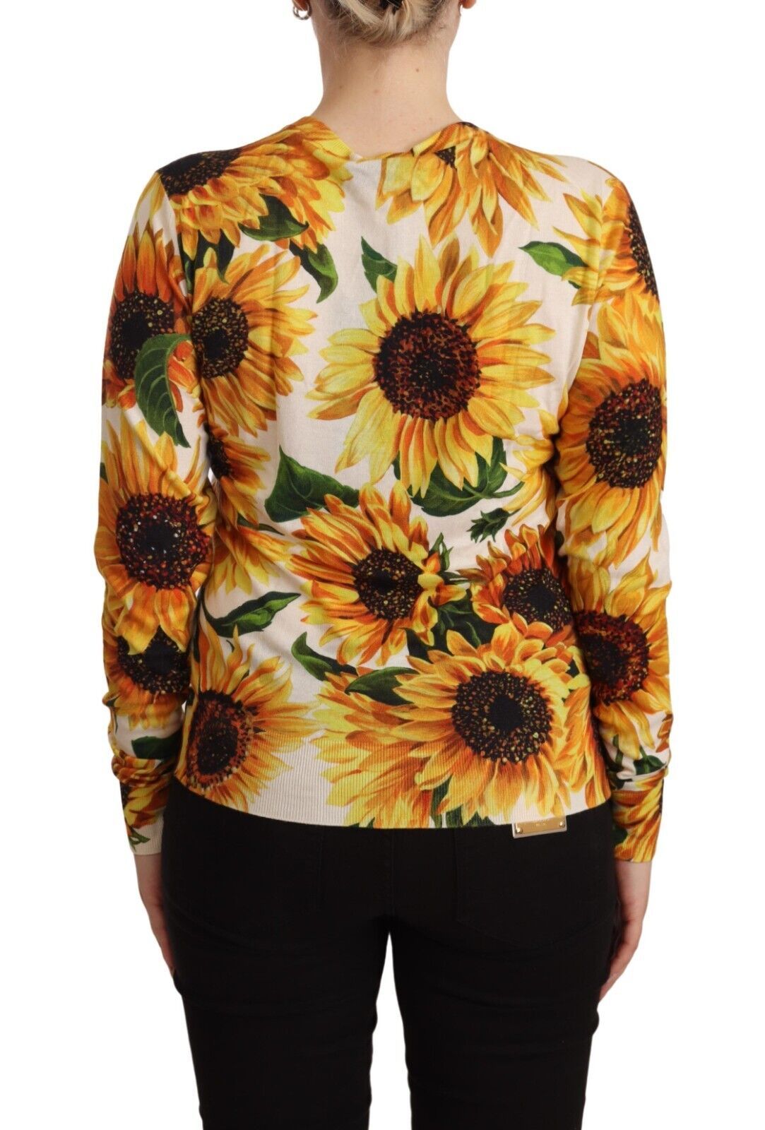 Dolce & Gabbana Sunflower Silk-Cashmere Cardigan Sweater