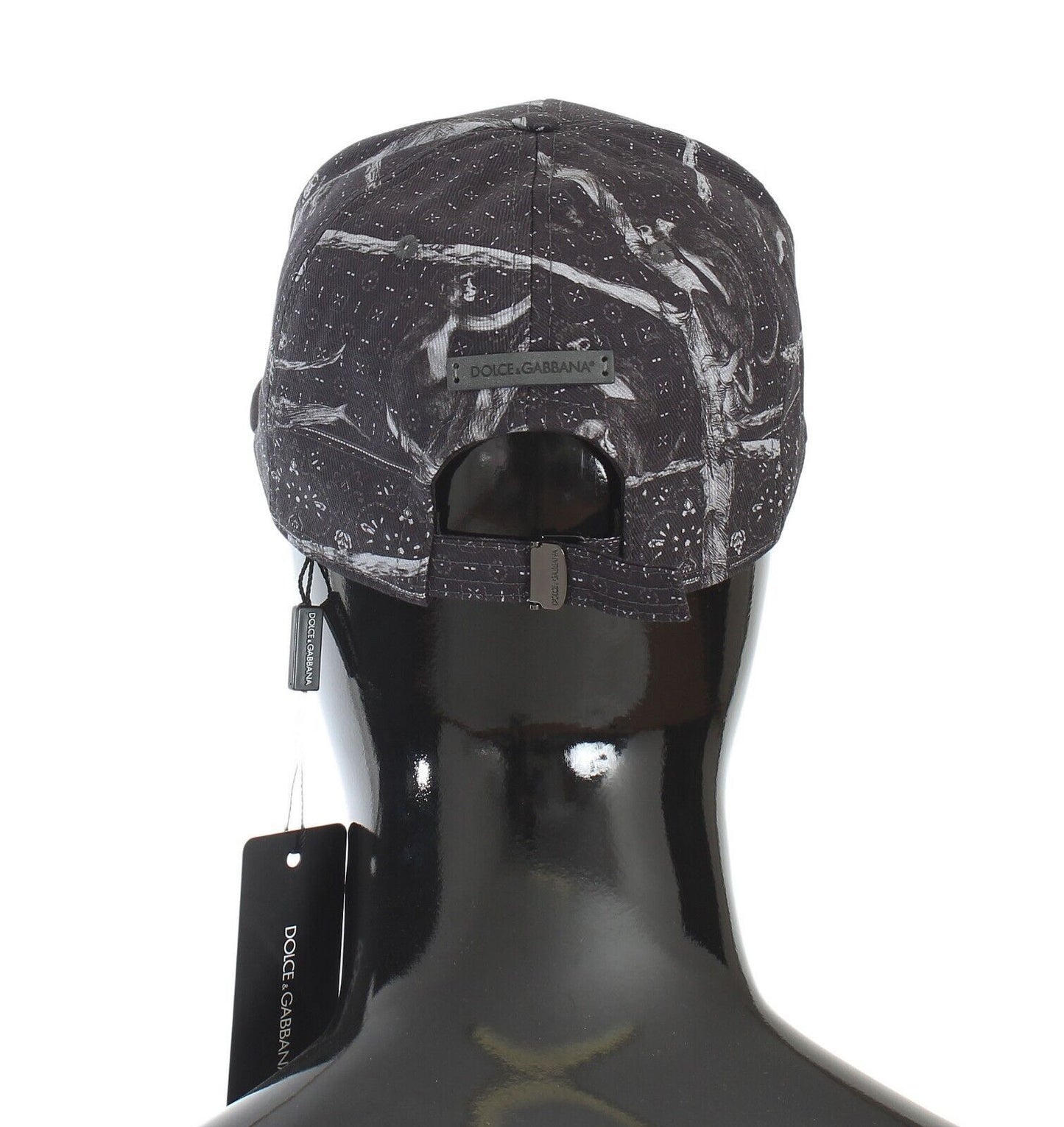 Dolce & Gabbana Chic Monkey Print Baseball Cap Dark Grey