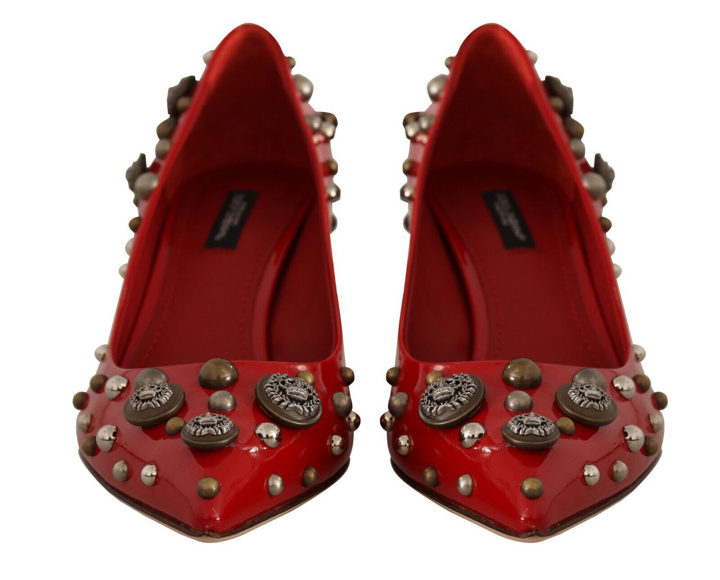 Dolce & Gabbana Radiant Red Patent Leather Pumps with Stud Accents