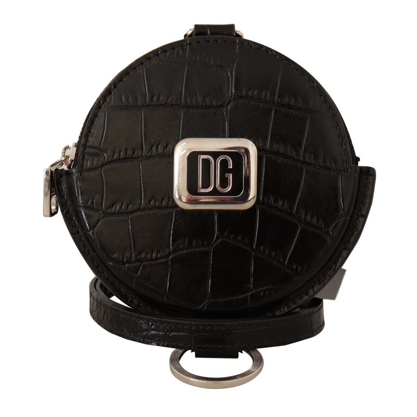 Dolce & Gabbana Elegant Black Leather Coin Purse with Strap