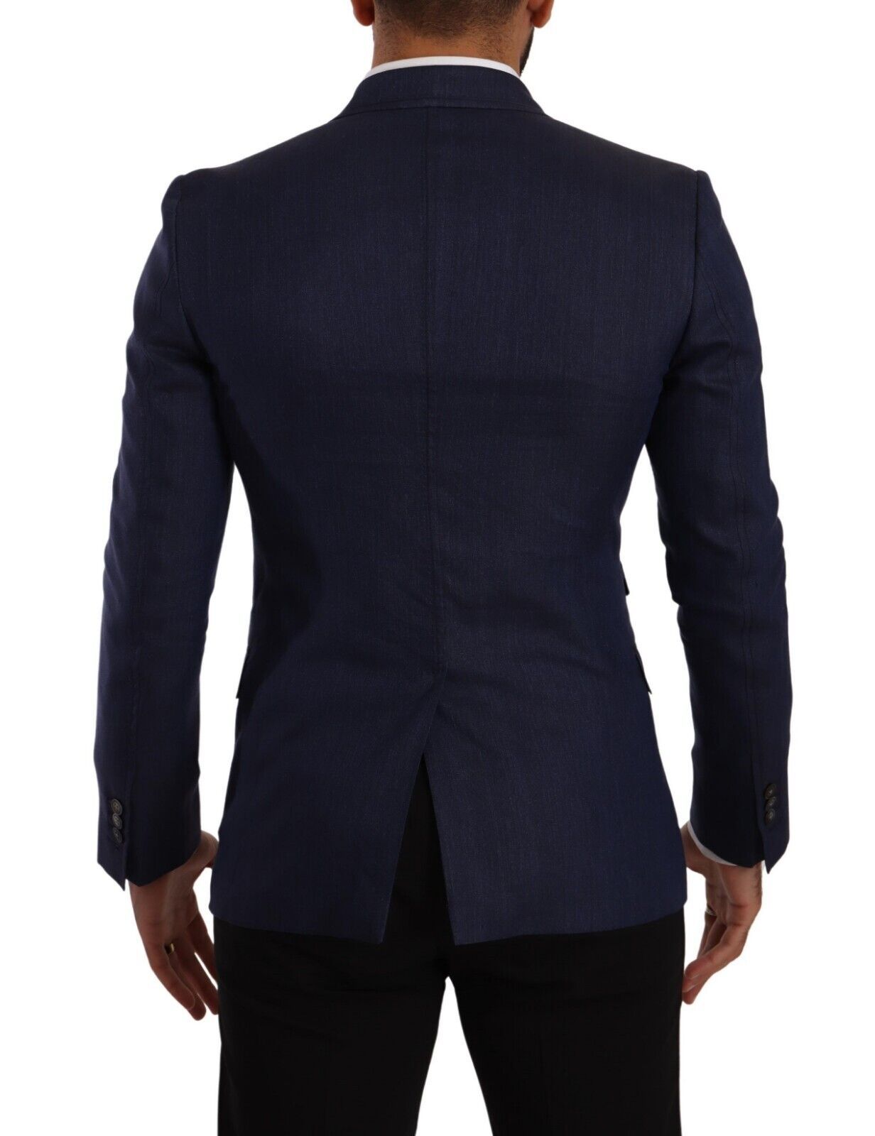 Dolce & Gabbana Elegant Slim Fit Silk Blend Blazer in Blue