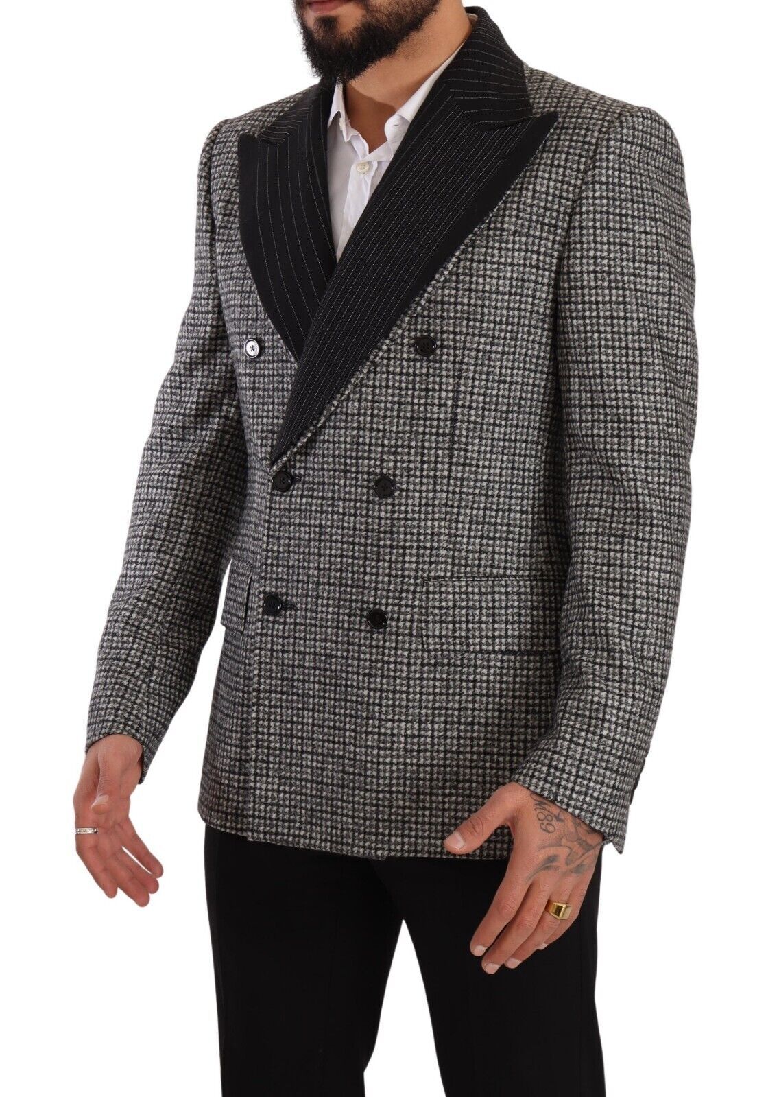 Dolce & Gabbana Gray Wool Double Breasted Jacket Coat Blazer