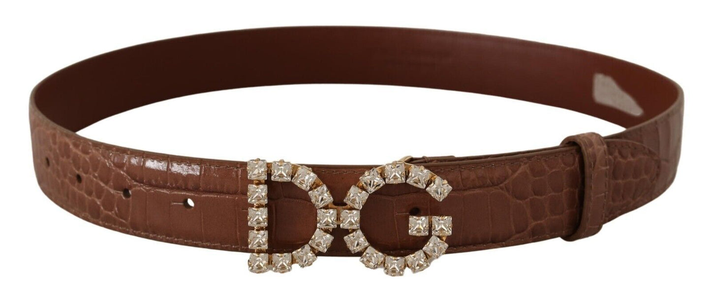 Dolce & Gabbana Elegant Crystal Buckle Leather Belt