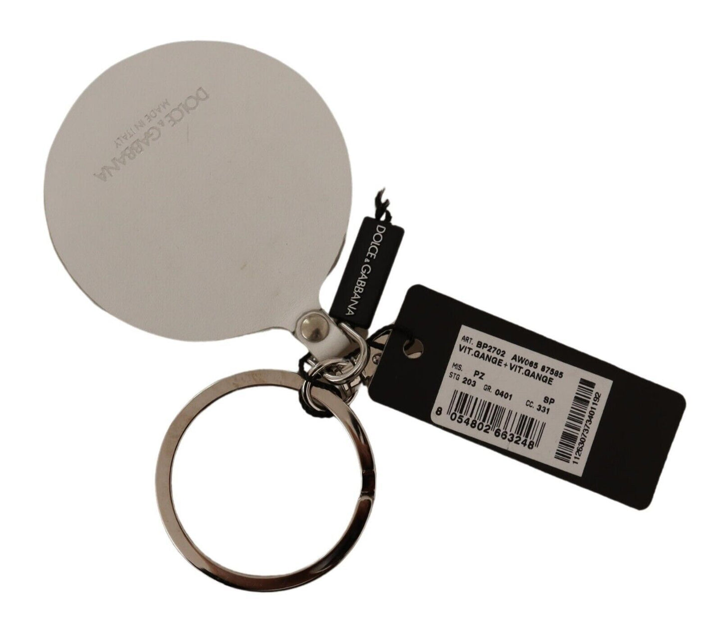 Dolce & Gabbana Elegant White Leather Keychain