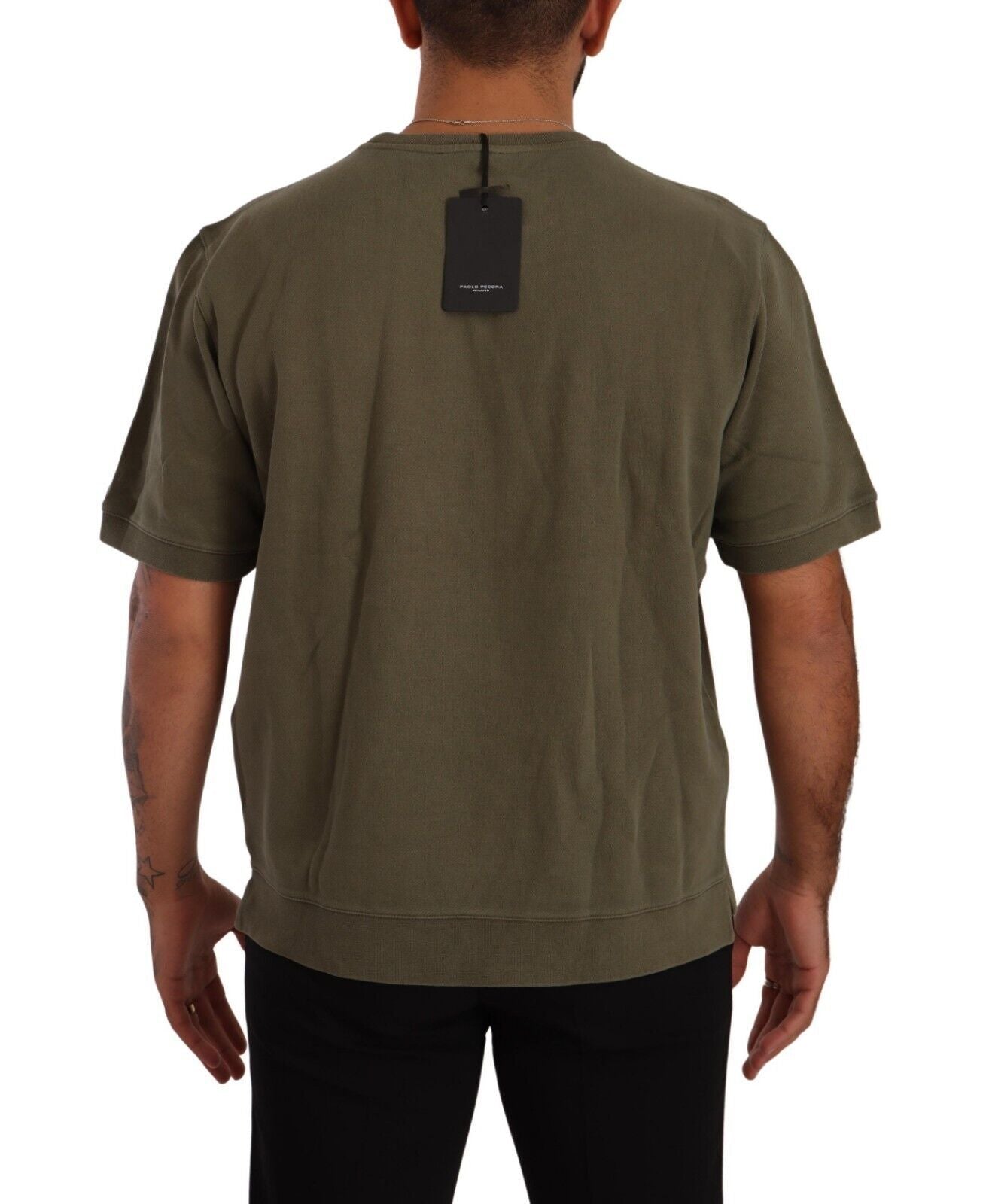 Paolo Pecora Milano Army Green Crew Neck Cotton Tee