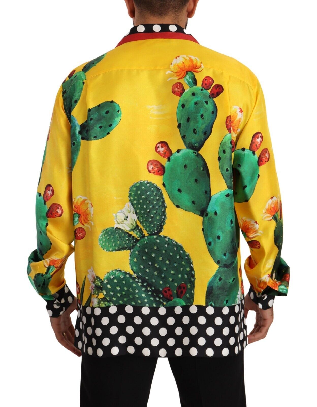 Dolce & Gabbana Multicolor Silk Oversize Cactus Print Shirt