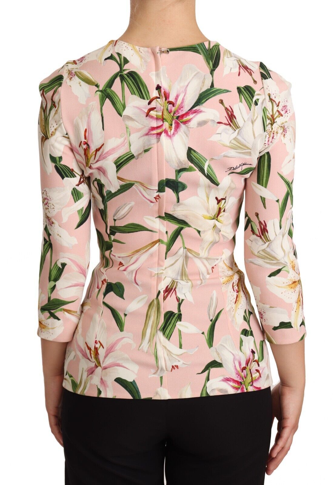 Dolce & Gabbana Pastel Pink Lily Print Fitted Blouse