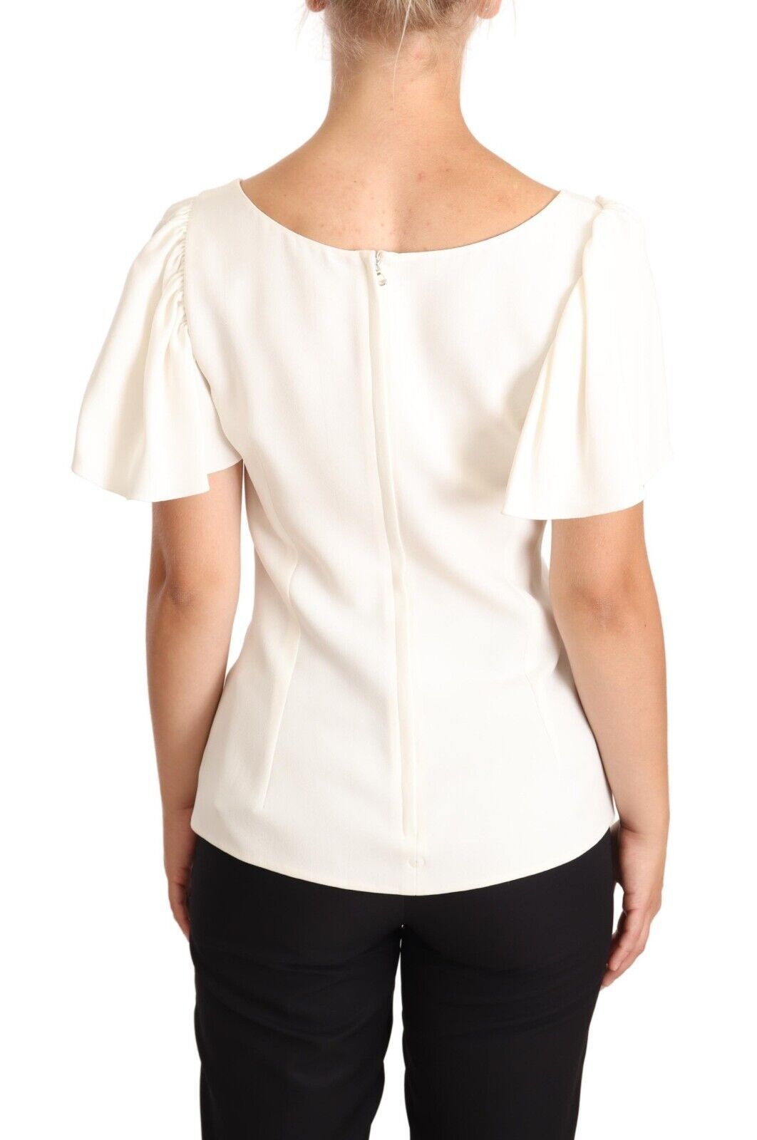 Dolce & Gabbana Elegant White Boat Neck Blouse