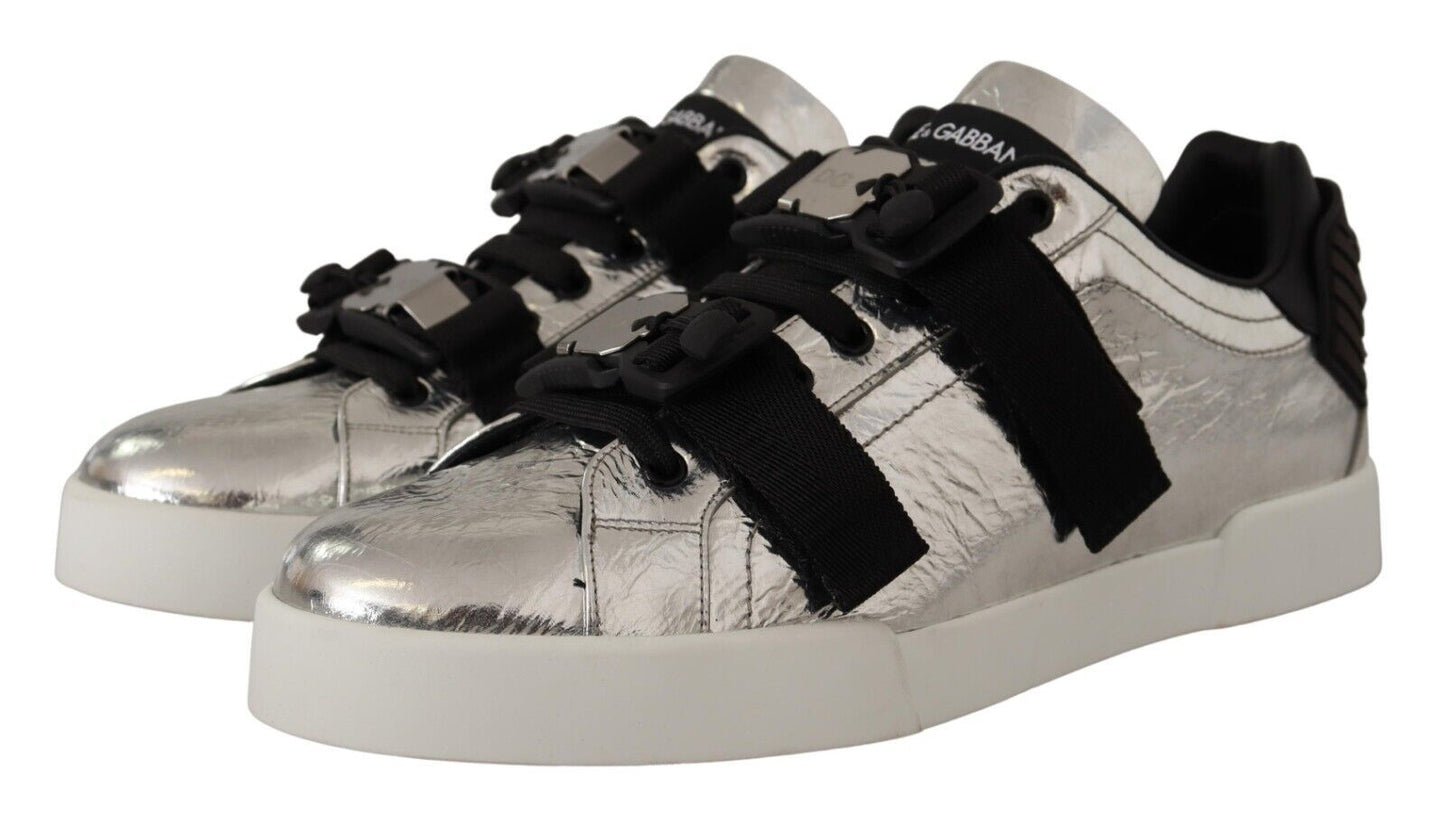 Dolce & Gabbana Elegant Black Silver Low Top Sneakers