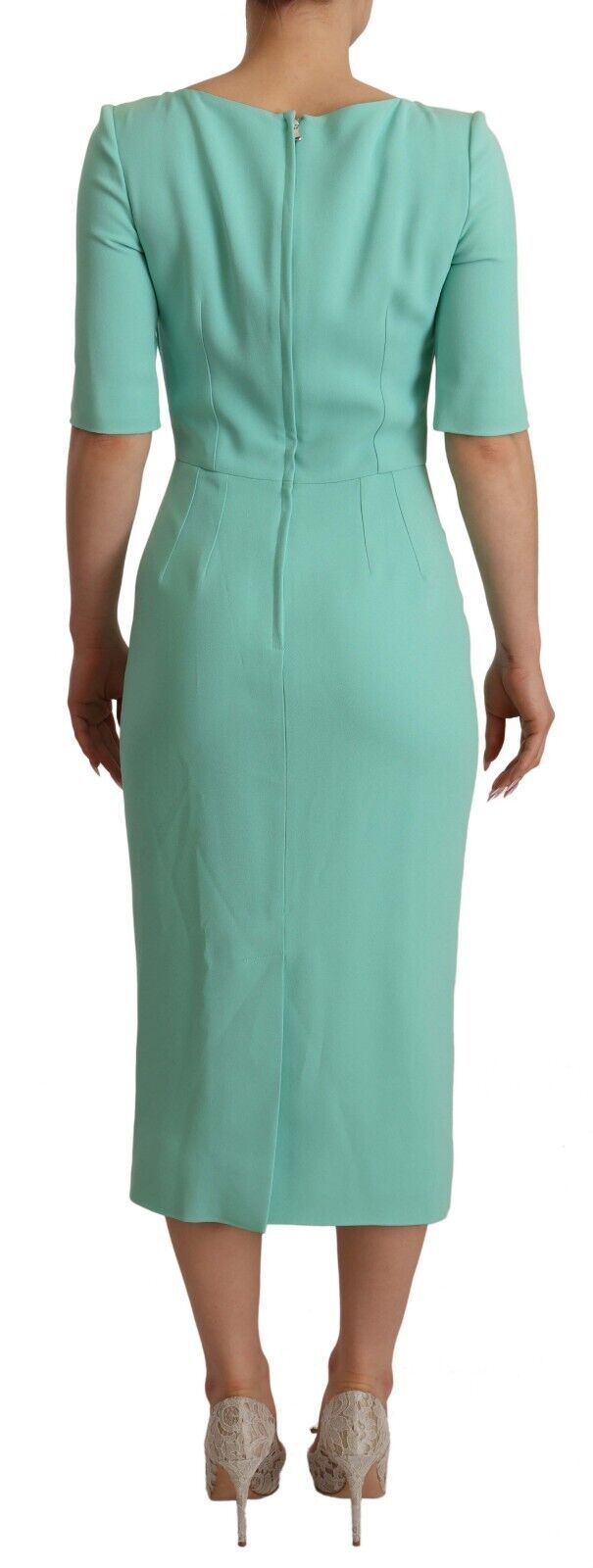 Dolce & Gabbana Mint Green Sheath Dress with Square Neck