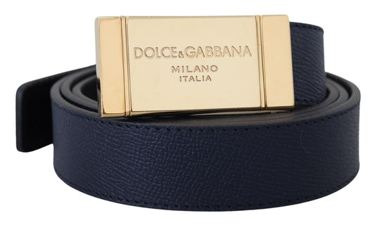 Dolce & Gabbana Elegant Blue Leather Belt with Metal Buckle