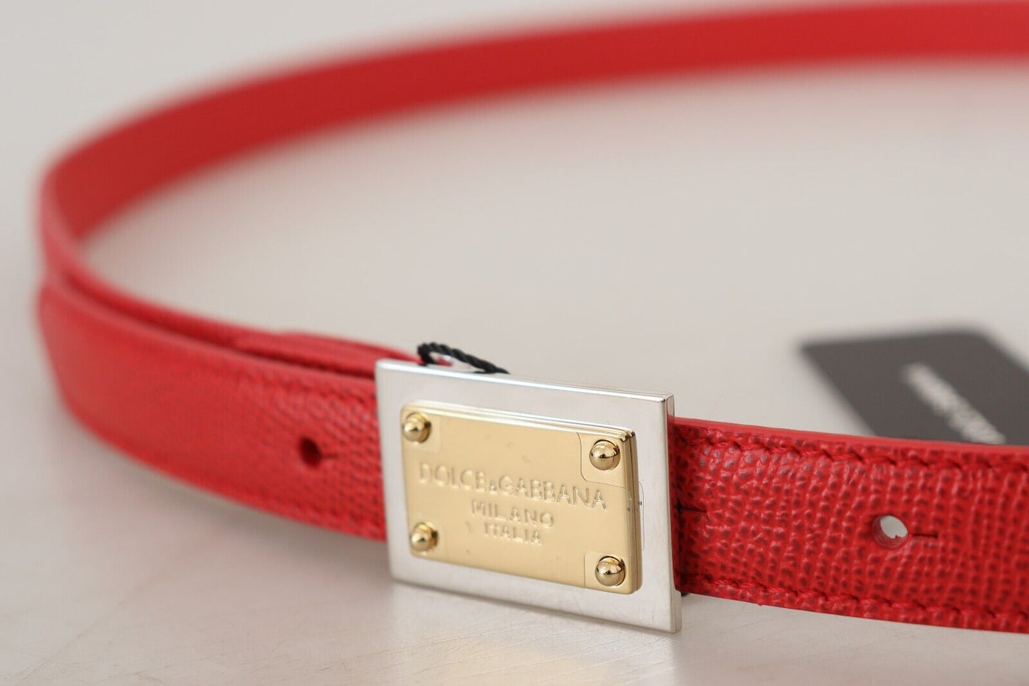 Dolce & Gabbana Genuine Leather Red Statement Belt