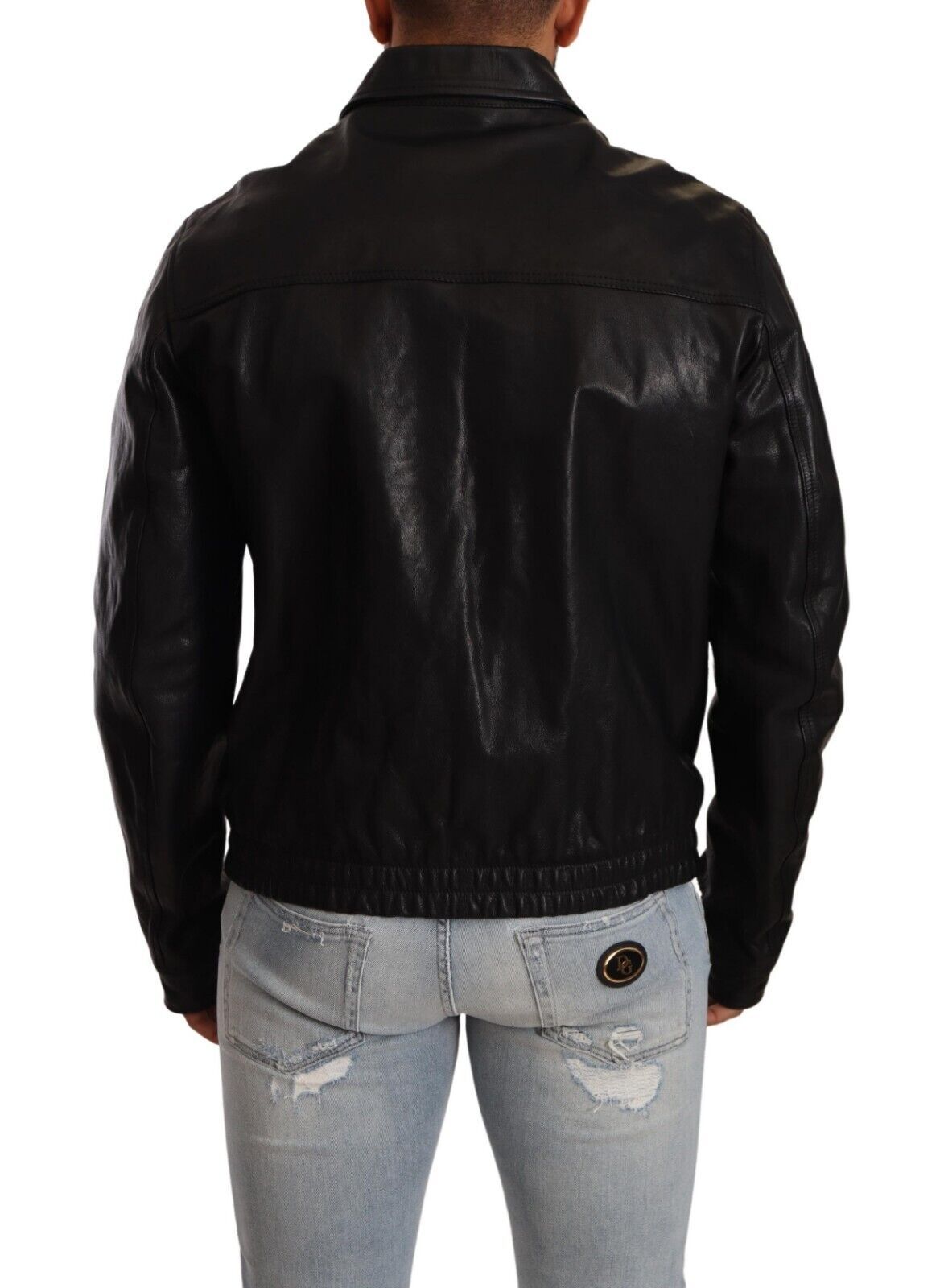 Dolce & Gabbana Elegant Black Bomber Leather Jacket