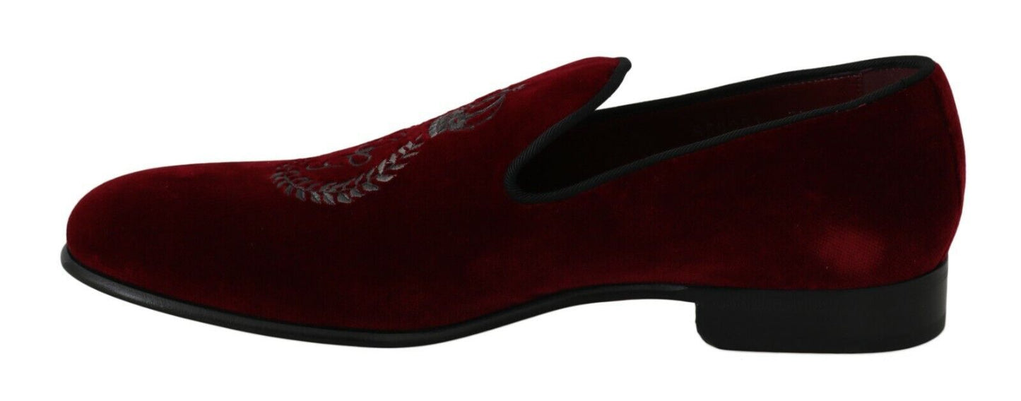 Dolce & Gabbana Elegant Bordeaux Velvet Loafers