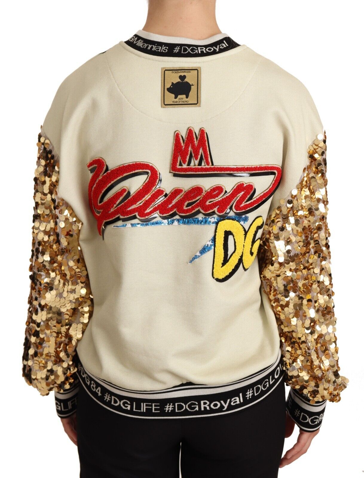 Dolce & Gabbana Multicolor Sequined Pig Print Sweatshirt