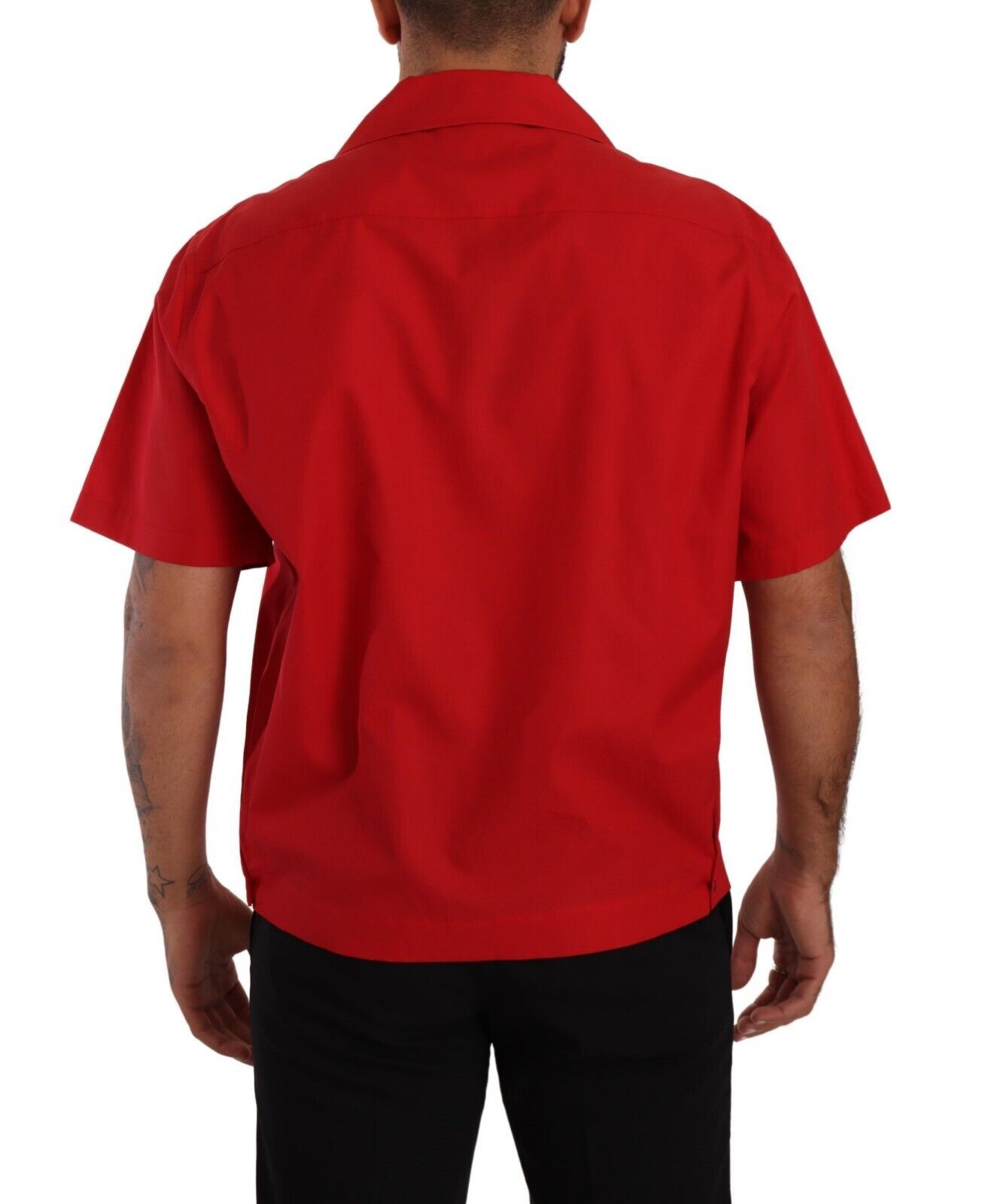 Dolce & Gabbana Radiant Red Cotton Button-Down Shirt