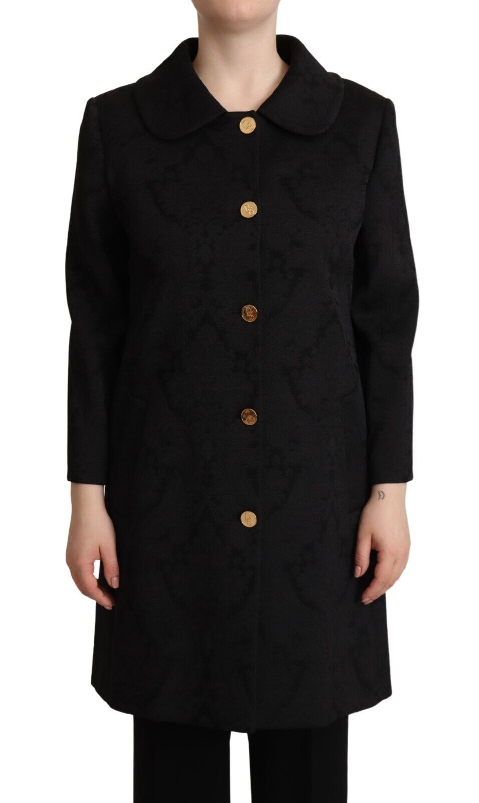 Dolce & Gabbana Black Brocade Polyester Long Sleeves Jacket