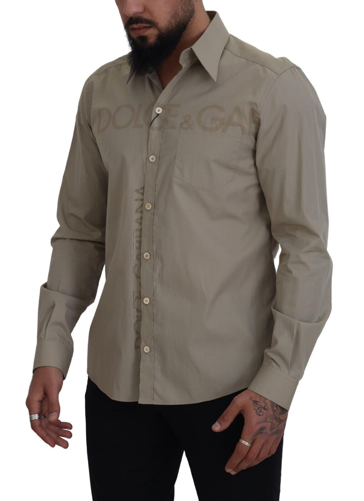 Dolce & Gabbana Elegant Beige Cotton Dress Shirt