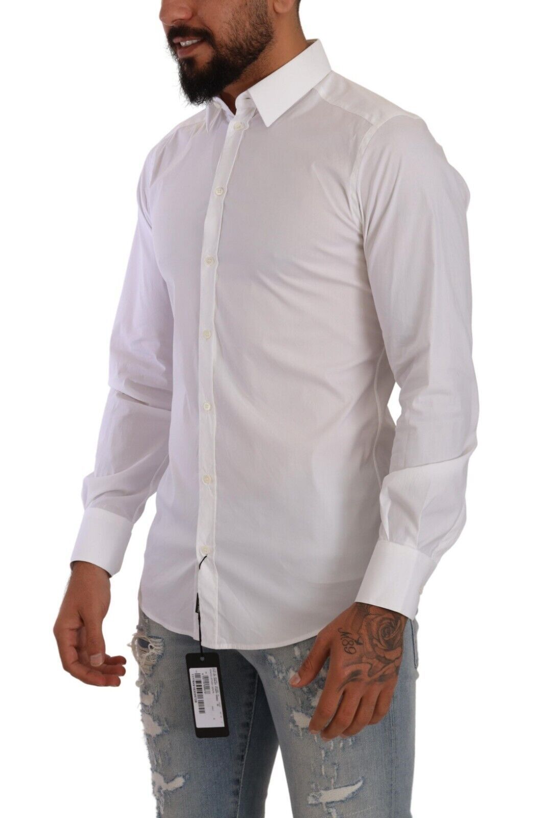 Dolce & Gabbana Elegant White Slim Fit Cotton Dress Shirt