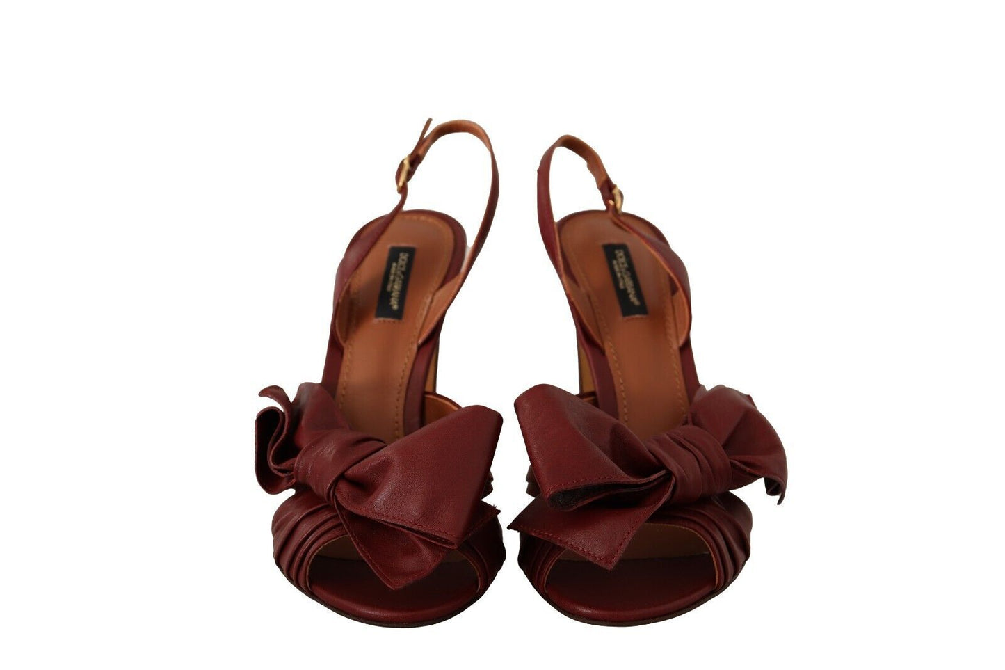 Dolce & Gabbana Burgundy Bow Applique Leather Heels