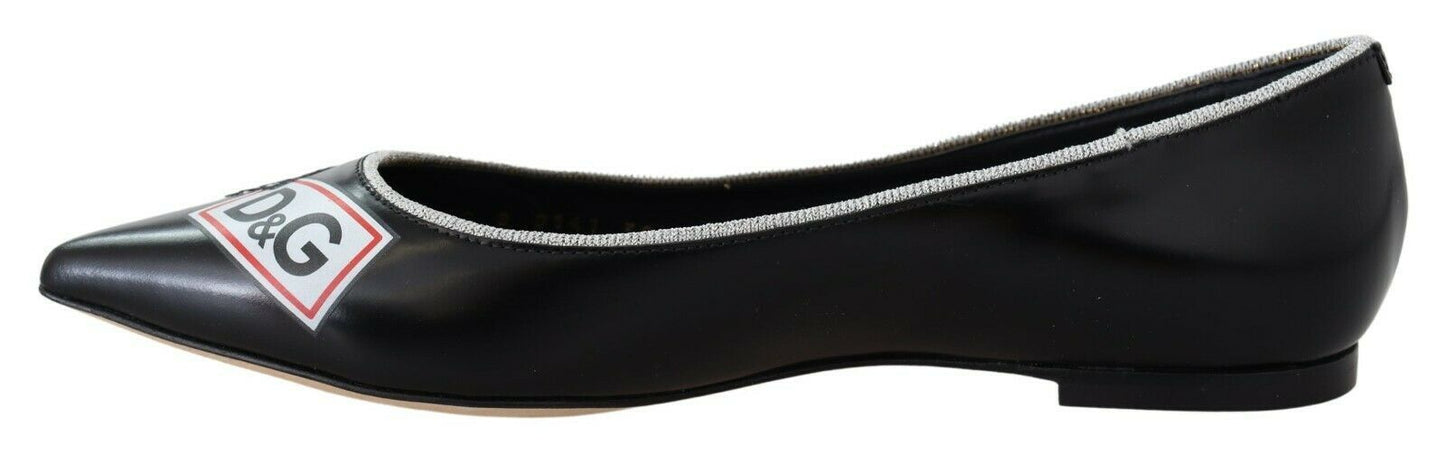 Dolce & Gabbana Chic Black Pointed Ballerina Flats with Lurex Detail