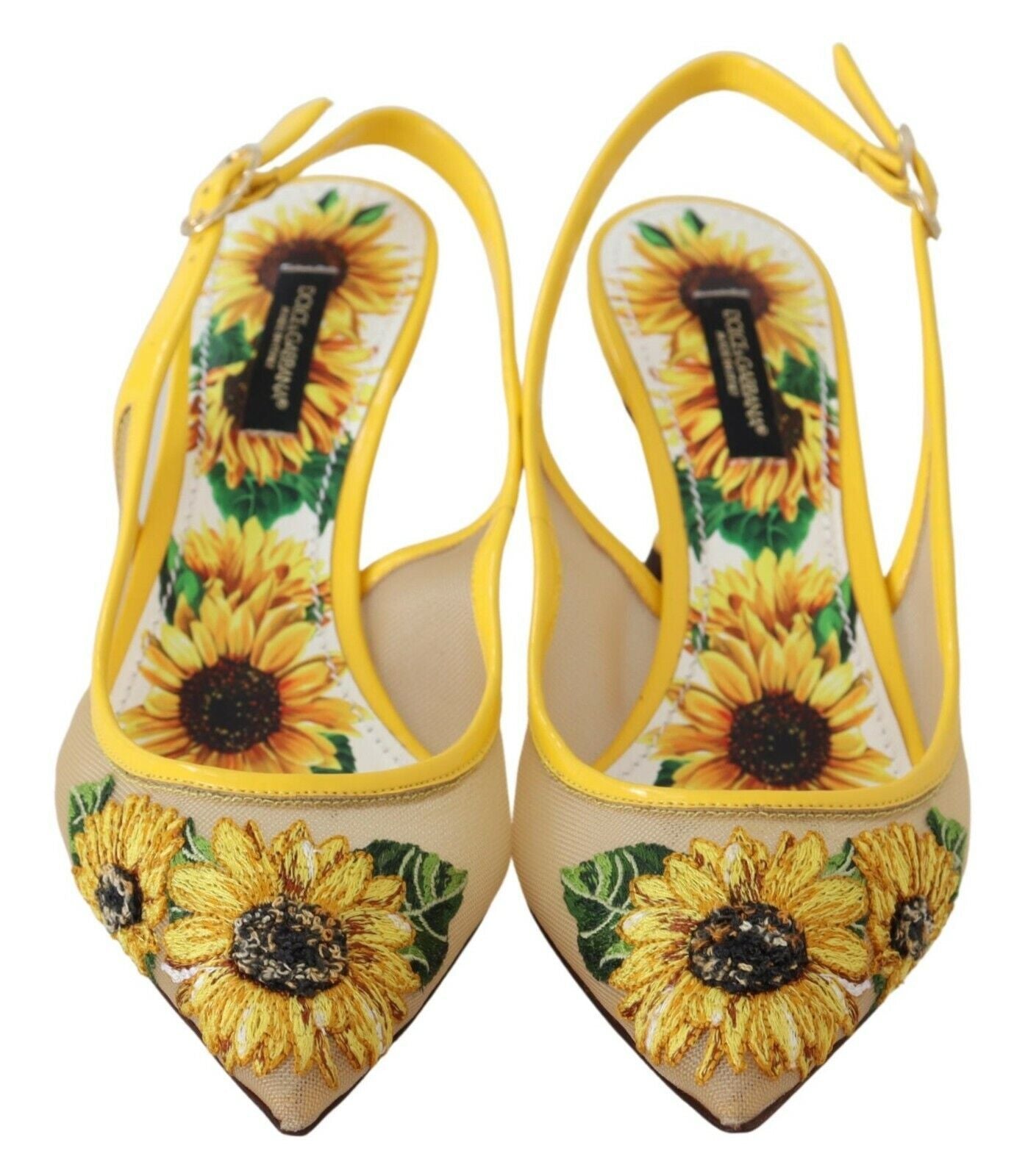 Dolce & Gabbana Sunflower Print Kitten Heel Slingbacks