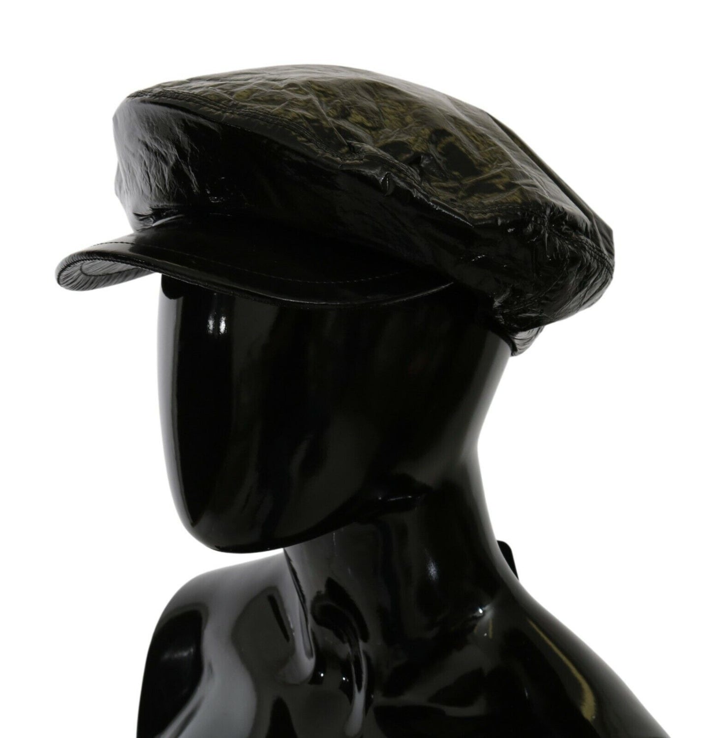 Dolce & Gabbana Elegant Floral-Lined Bucket Cap in Smooth Black Leather