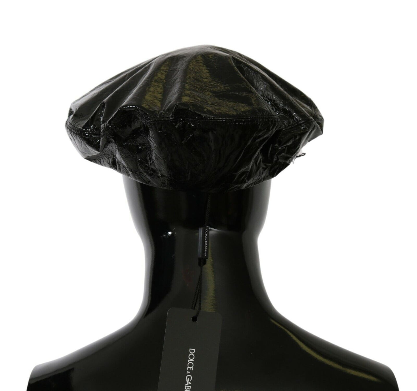 Dolce & Gabbana Elegant Floral-Lined Bucket Cap in Smooth Black Leather