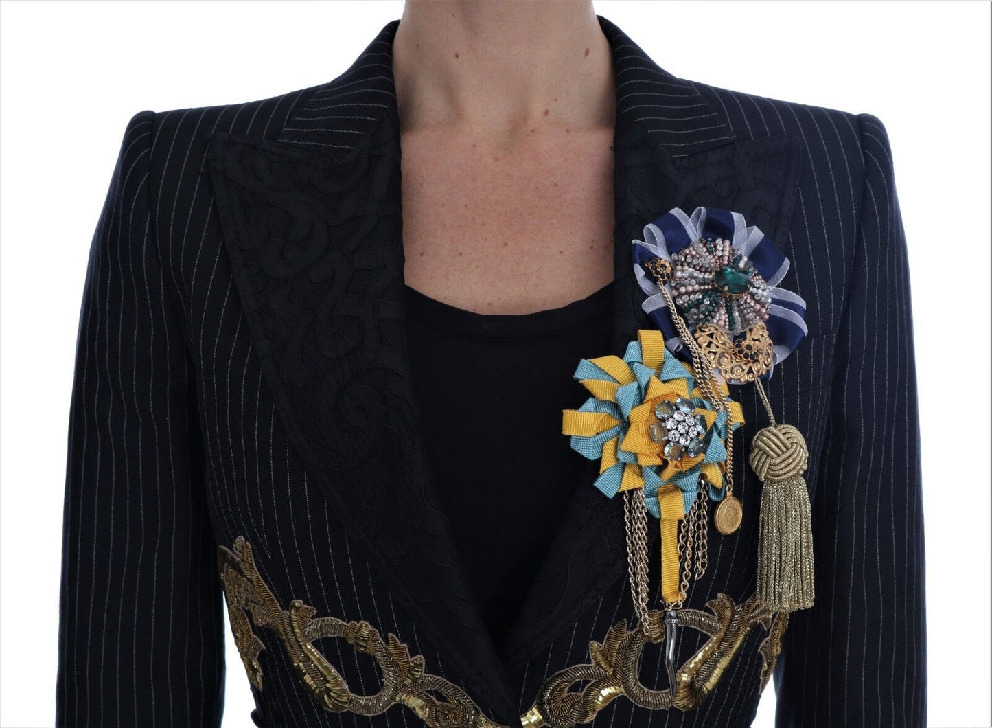 Dolce & Gabbana Black Crystal Fairy Tale Blazer Jacket