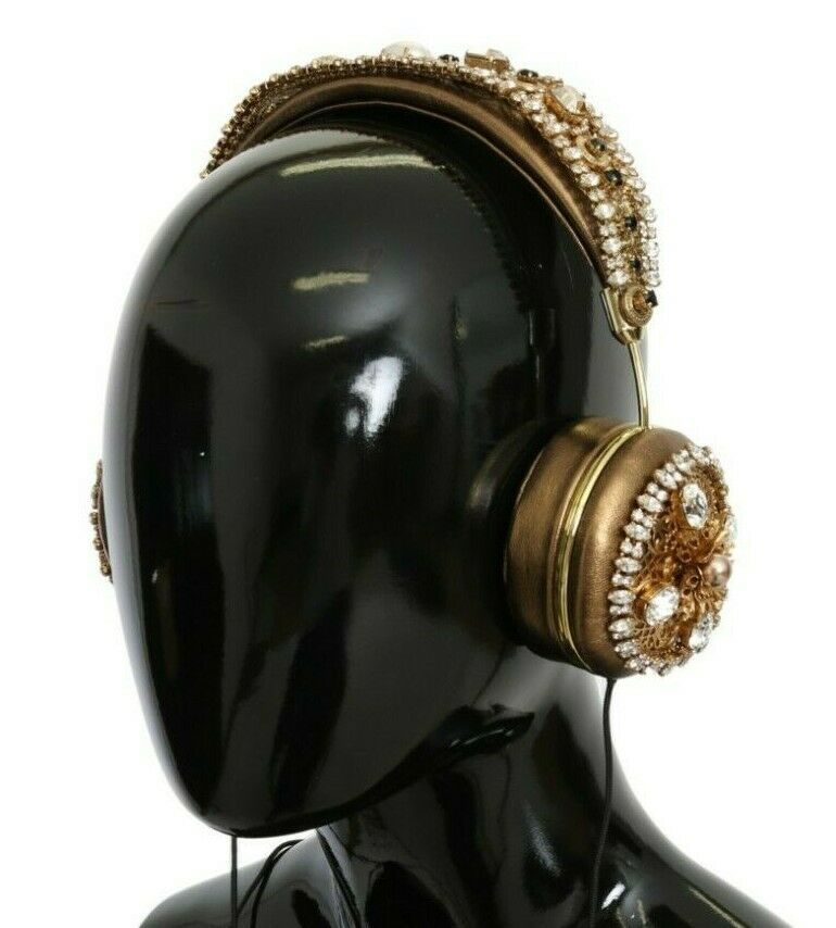 Dolce & Gabbana Stunning Gold Crystal Embellished Headphones