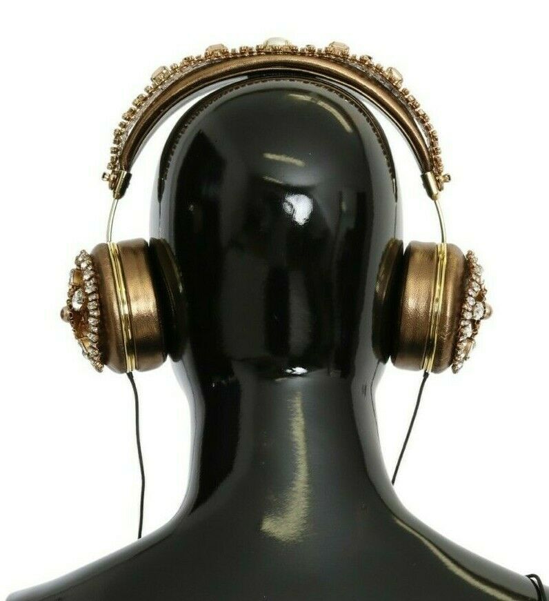 Dolce & Gabbana Stunning Gold Crystal Embellished Headphones