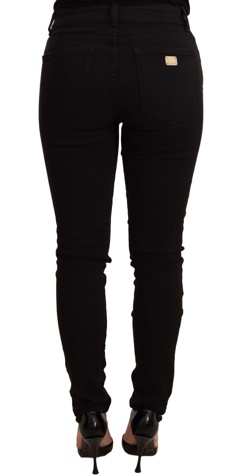 Dolce & Gabbana Sleek Mid-Waist Black Skinny Jeans