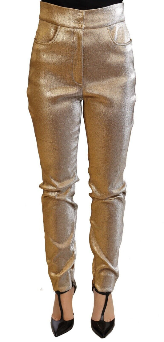 Dolce & Gabbana Glamorous Gold Metallic Skinny Pants