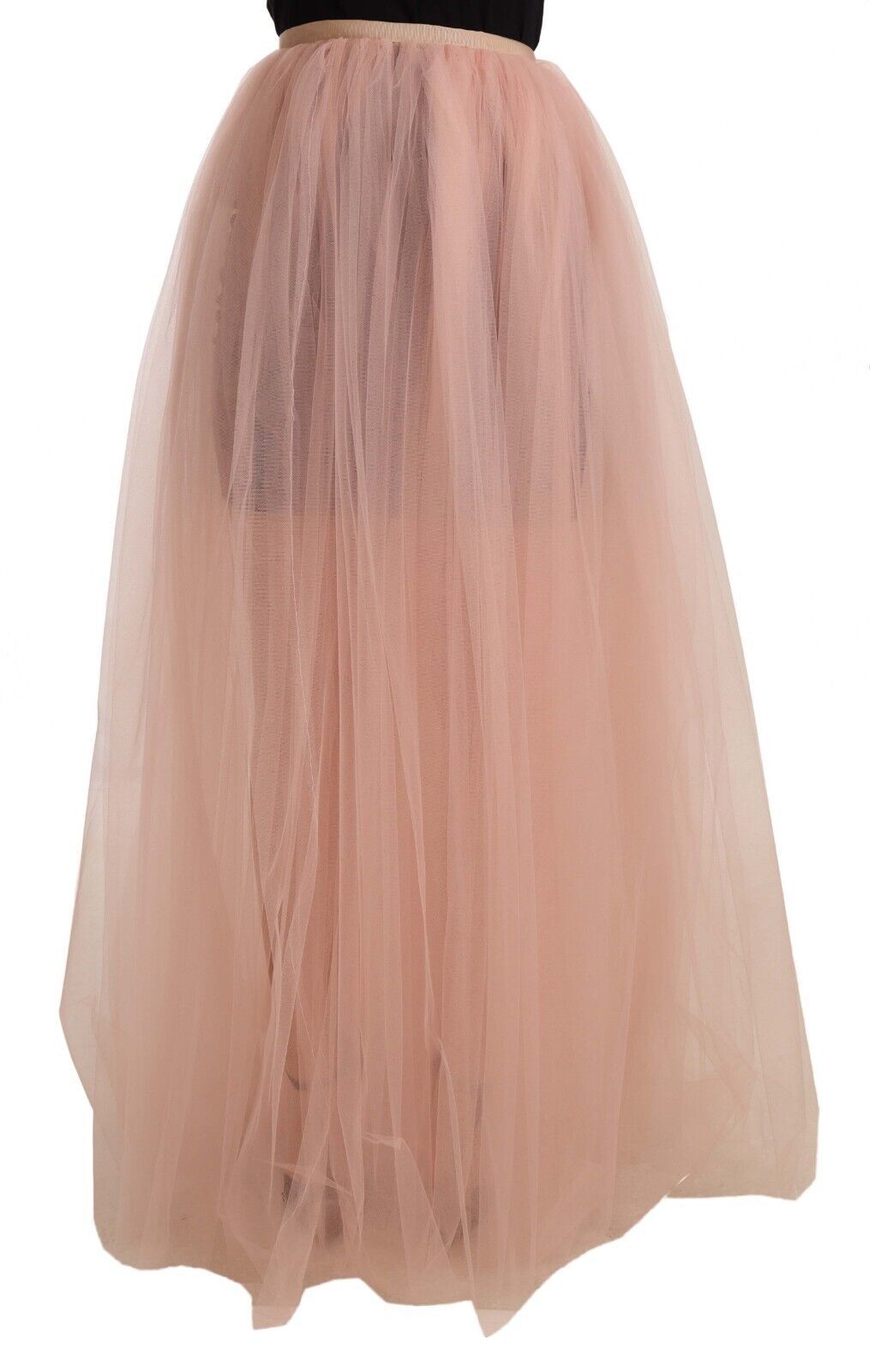 Dolce & Gabbana Pink Nylon Mesh Sheer Floor Length Skirt