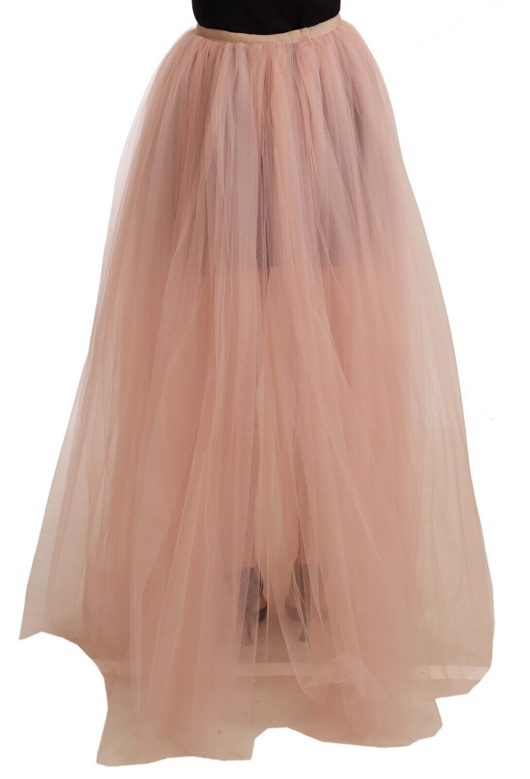 Dolce & Gabbana Pink Nylon Mesh Sheer Floor Length Skirt