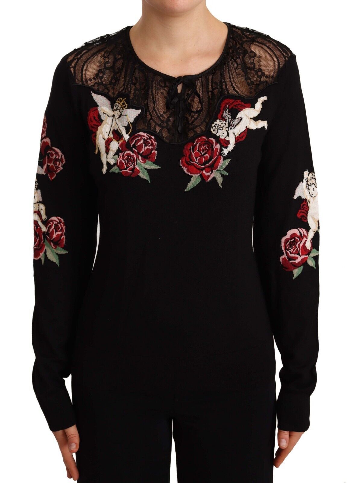 Dolce & Gabbana Angelic Rose Embroidered Pullover Sweater