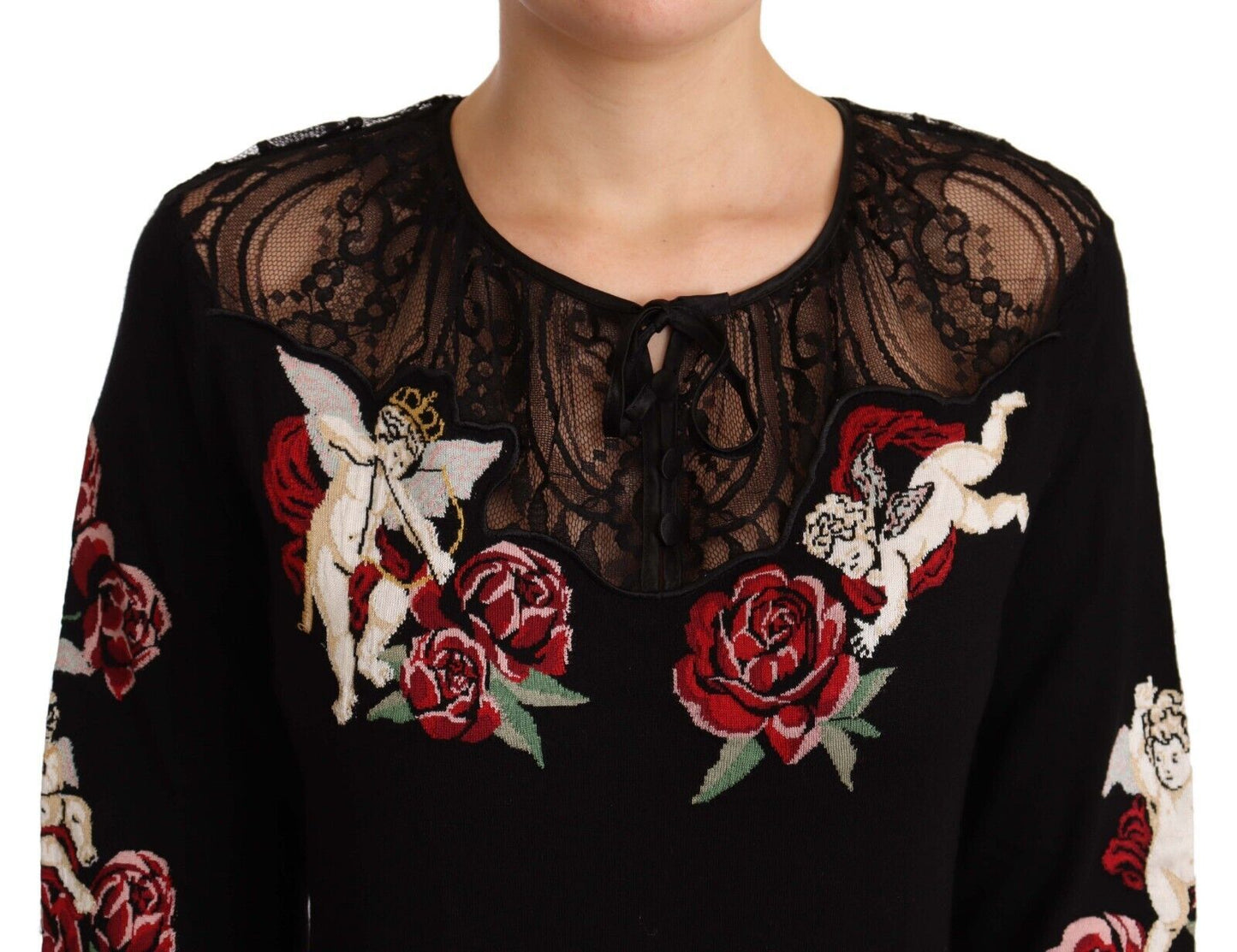 Dolce & Gabbana Angelic Rose Embroidered Pullover Sweater